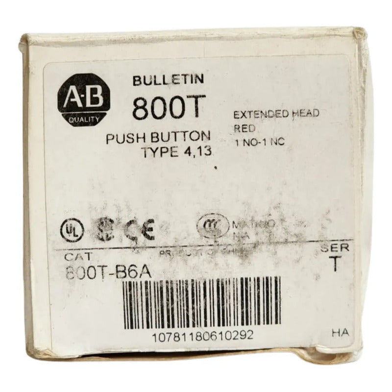 Allen-bradley 800t-b6a  Botón Pulsador Rojo 30.5mm  Serie T Rojo