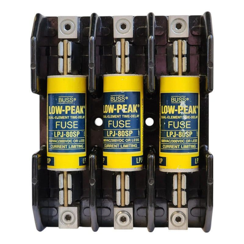Base Bussmann J60100-3cor + 3 Fusibles Lpj-80sp 80a 600v