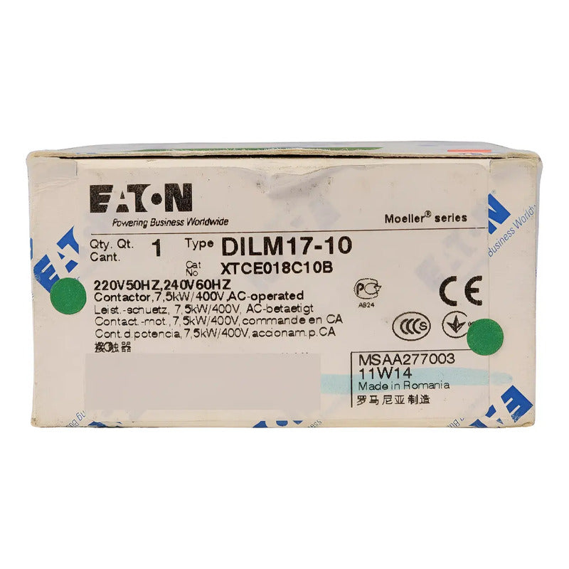Contactor Eaton Dilm1710 17a 3p Motor 220v Ac