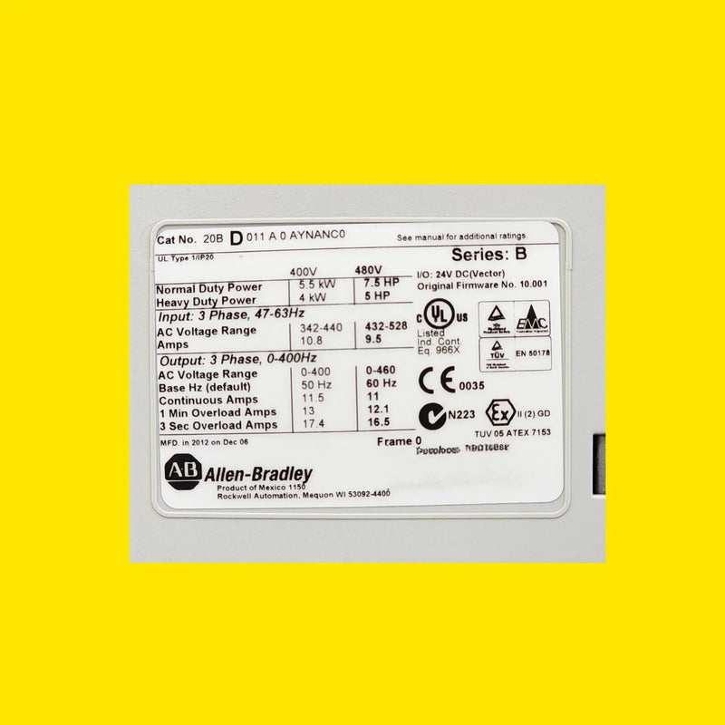 Allen-bradley 20b D 011 A 0 Aynanc0 Variador Powerflex 700