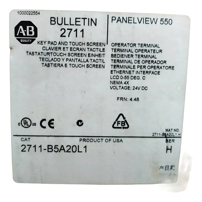 Allen-bradley 2711-b5a20l1 Pantalla Tactil