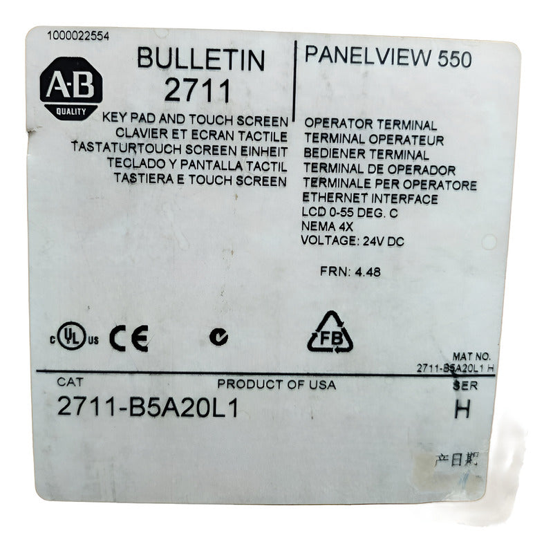 Allen-bradley 2711-b5a20l1 Pantalla Tactil