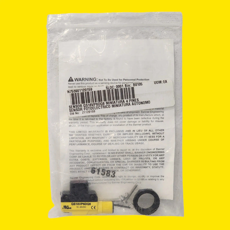 Banner 66460 Qs18vp6dq8 Sensor Fotoelectrico Difuso M12