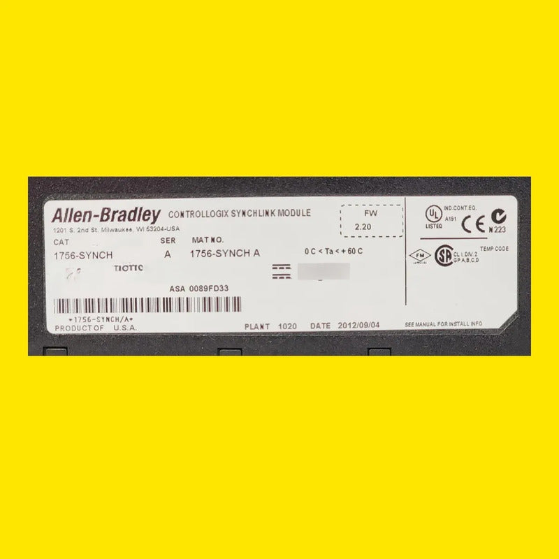 Allen-bradley 1756-synch Módulo De Sincronización Sin Tapa