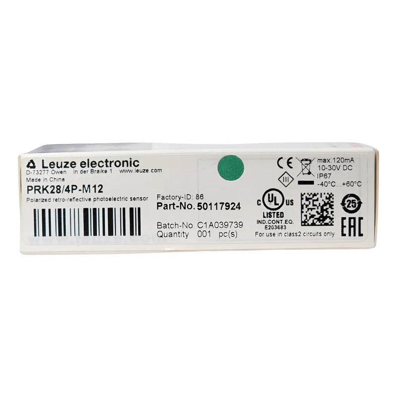 Sensor Fotoeléctrico Leuze Prk28/4p-m12 Retrorreflectivo 24v