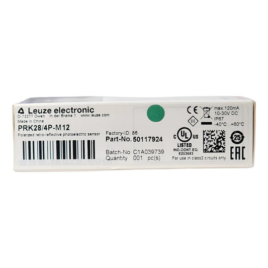 Sensor Fotoeléctrico Leuze Prk28/4p-m12 Retrorreflectivo 24v