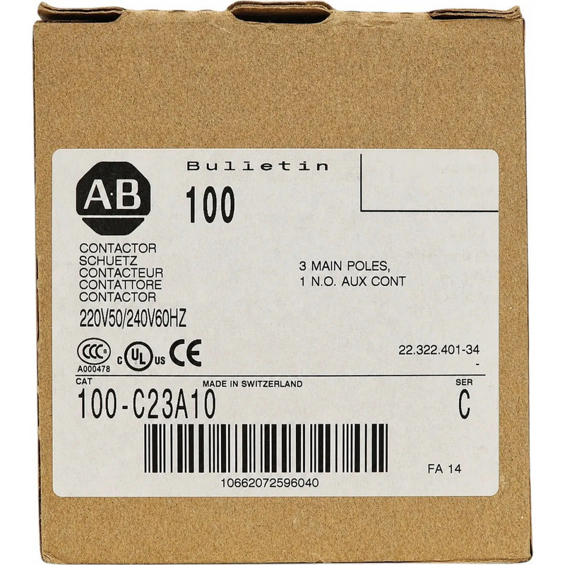 Allen-bradley 100-c23a10 Contactor 3 Polos 23a 220v Ac