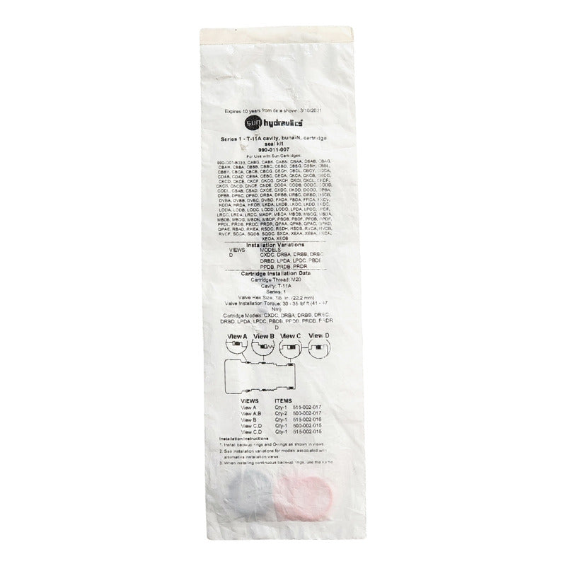 Kit De Sellos Sun Hydraulics 990-011-007 | Cavidad T-11a