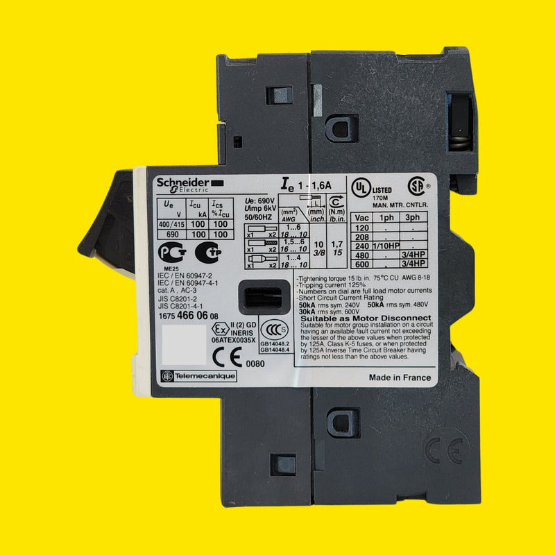 Guardamotor Termomagnético Gv2me06 Schneider 50/60 Hz