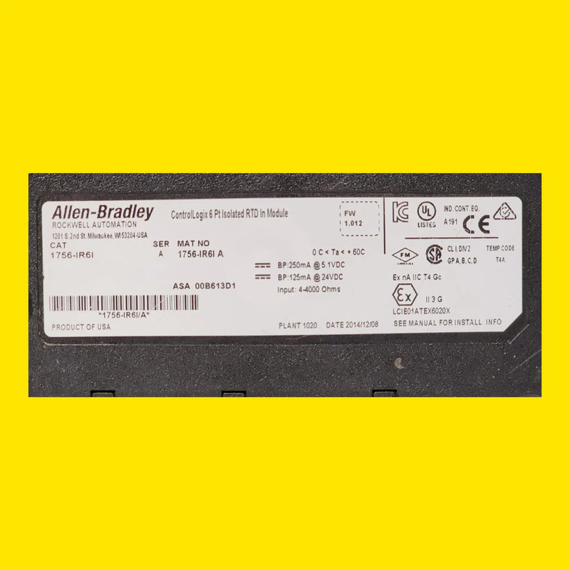 Allen-bradley 1756-ir6i Modulo Rtd Analogo Plc