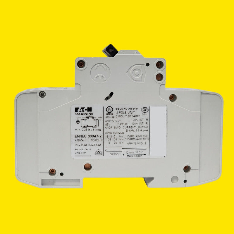 Eaton Faz-d4/2-na Interruptor 2 Polos 4a Curva D 480v