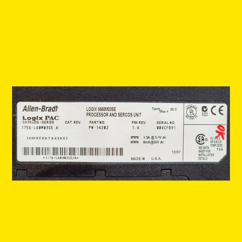 Allen Bradley 1756-l60m03se Procesador Sercos Controllogix