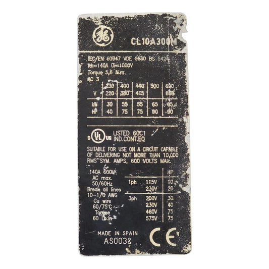 General Electric Cl10a300m Contactor Industrial 110-120v