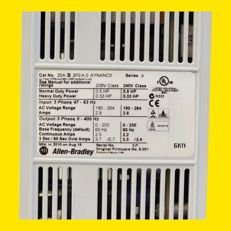 Allen-bradley 20ab2p2a0aynanc0 Powerflex 70 0.37kw 0.5hp