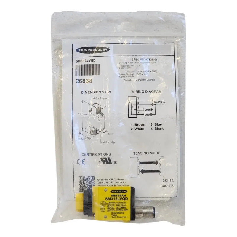 Banner Sm312lvqd Sensor Fotoelectrico 26838 Mini-beam