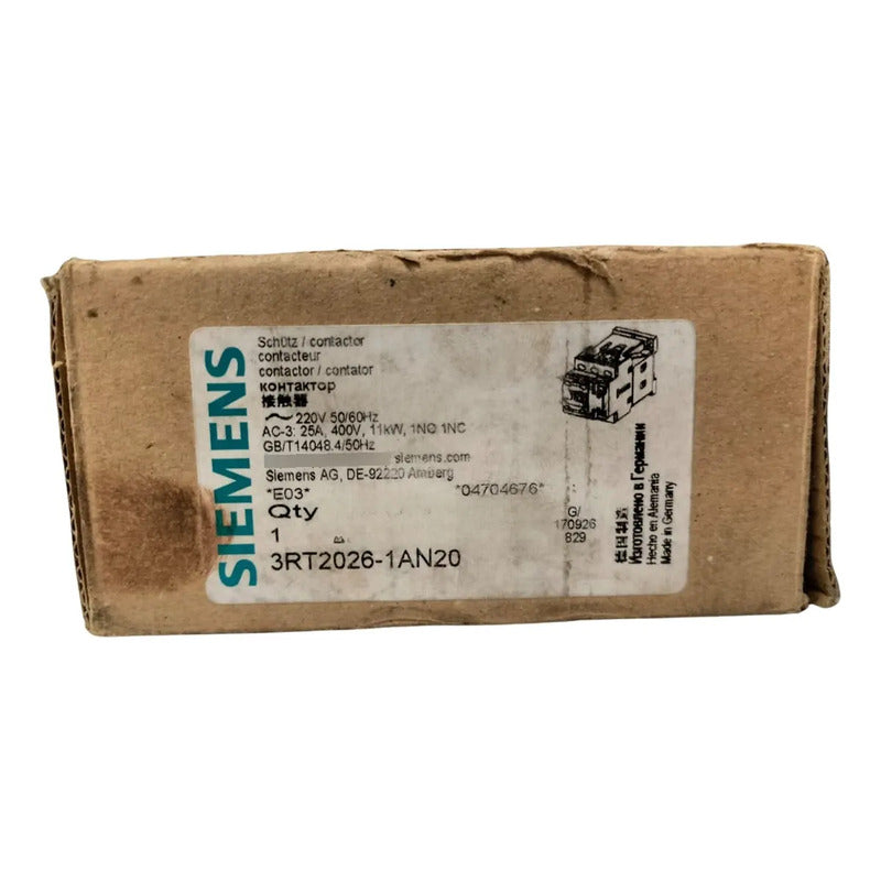 Siemens 3rt2026-1an20 Contactor Sirius 3rt2 25a 220v