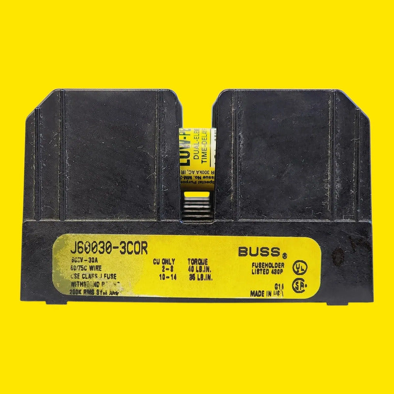Base J60030-3cor Con 3 Fusibles Lpj-25sp 25a 600v Bussmann