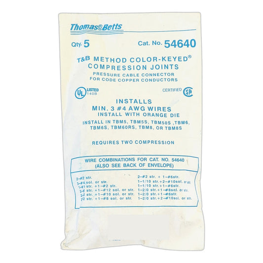 Empalme Compresión Cobre Thomas & Betts 54640 4 Awg Color Ul