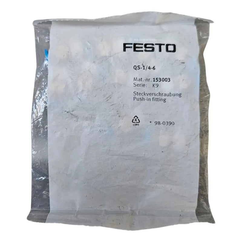 Festo 153003 | Racor Recto Qs-1/4-6 Para Tubo De 6mm