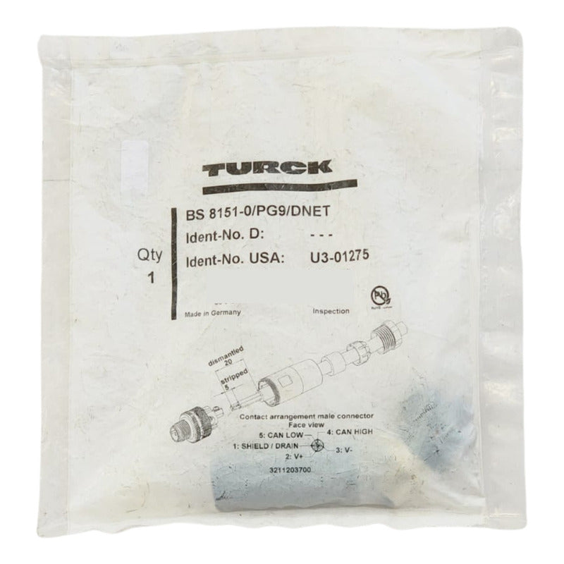 Conector Turck Bs 8151-0 Pg9 Dnet U3-01275 Cableable