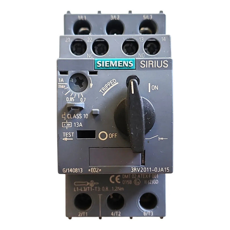 Siemens 3rv2011-0ja15 Guardamotor Sirius 0.7-1a 3 Polos 50hz/60hz