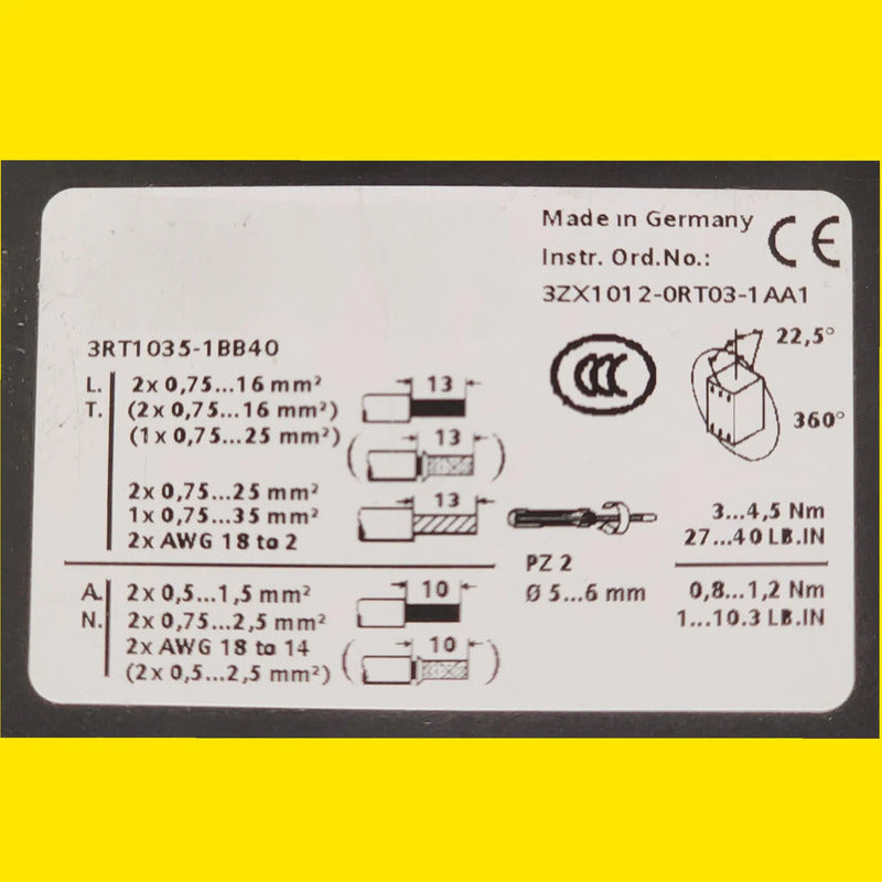 Siemens 3rt1035-1bb40 Contactor De Potencia
