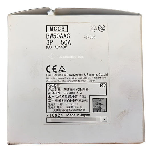 Fuji Electric 3p 50a Ac440v Bw50aag Riel Blanco