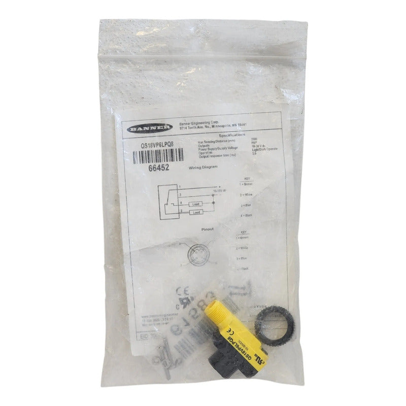 Banner 66452 Qs18vp6lpq8 Sensor Fotoelectrico Pnp M12