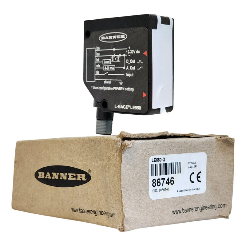 Banner 86746 Le550iq Sensor Laser Desplazamiento 100-1000mm