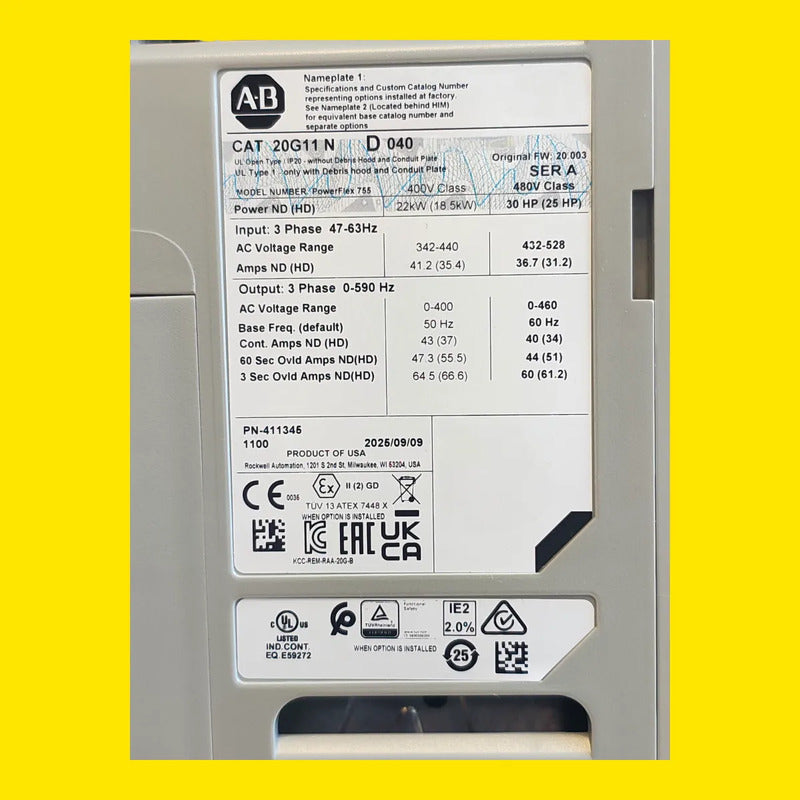 Powerflex 755 20g11nd040ja0nnnnn | 30hp 480v Ethernet/ip
