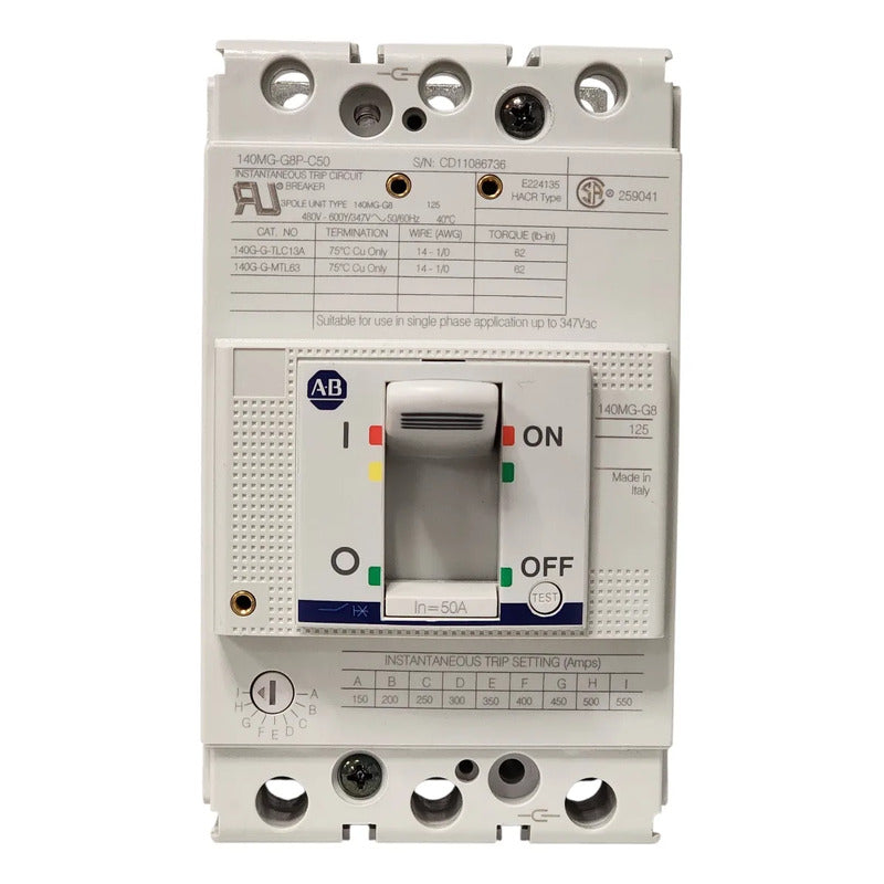 Interruptor Termomagnético Allen Bradley 140g-g8p-c50 3p 50a