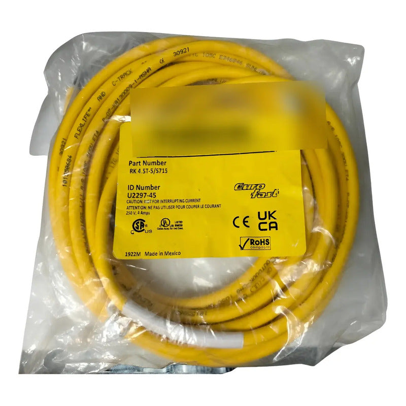 Cable Turck Rk 4.5t-5/s715 Id U2297-45 M12 5 Hilos 5 Metros Amarillo