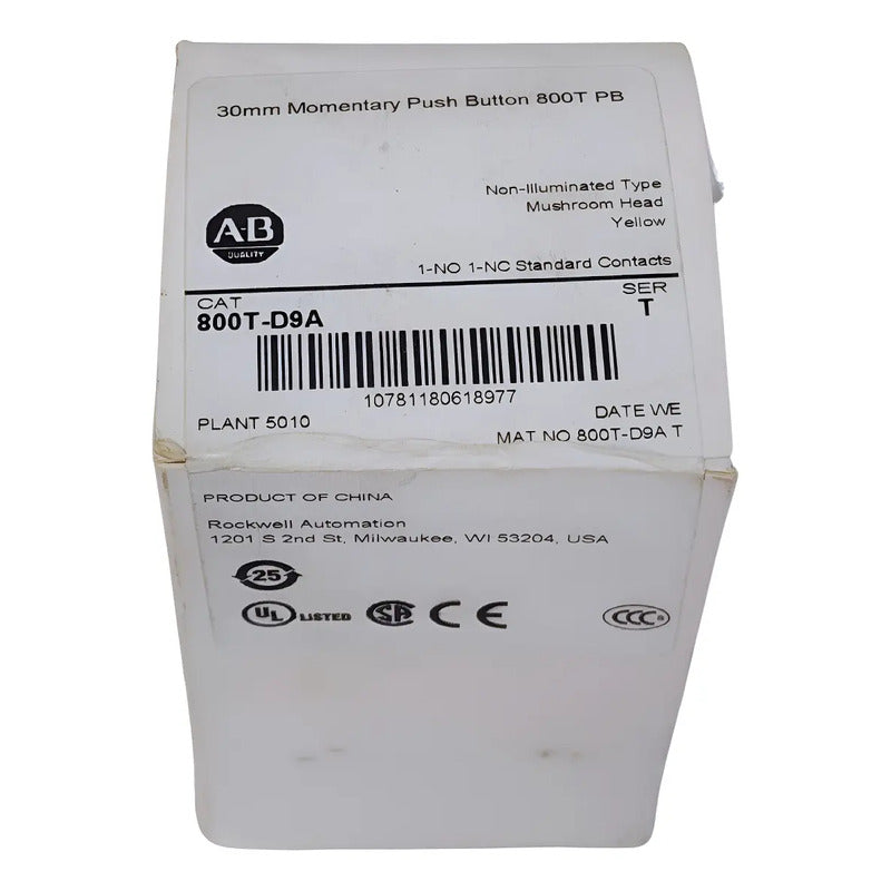 Allen-bradley 800t-d9a Pulsador Momentario 30mm 800t Pb Blanco