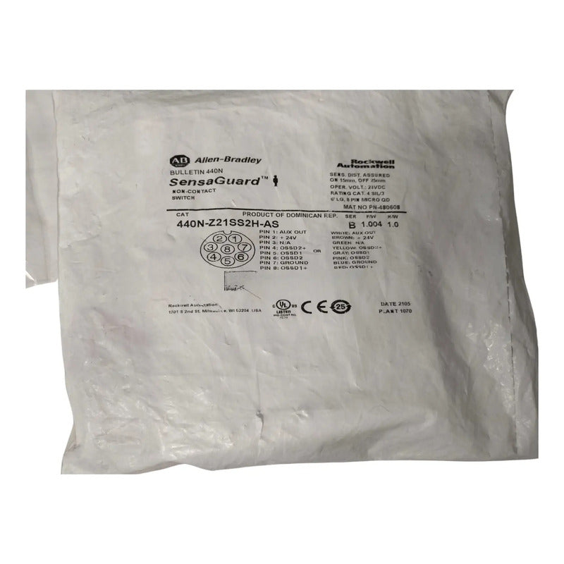 Allen-bradley 440n-z21ss2h-as Non-contact Switch Sensaguard