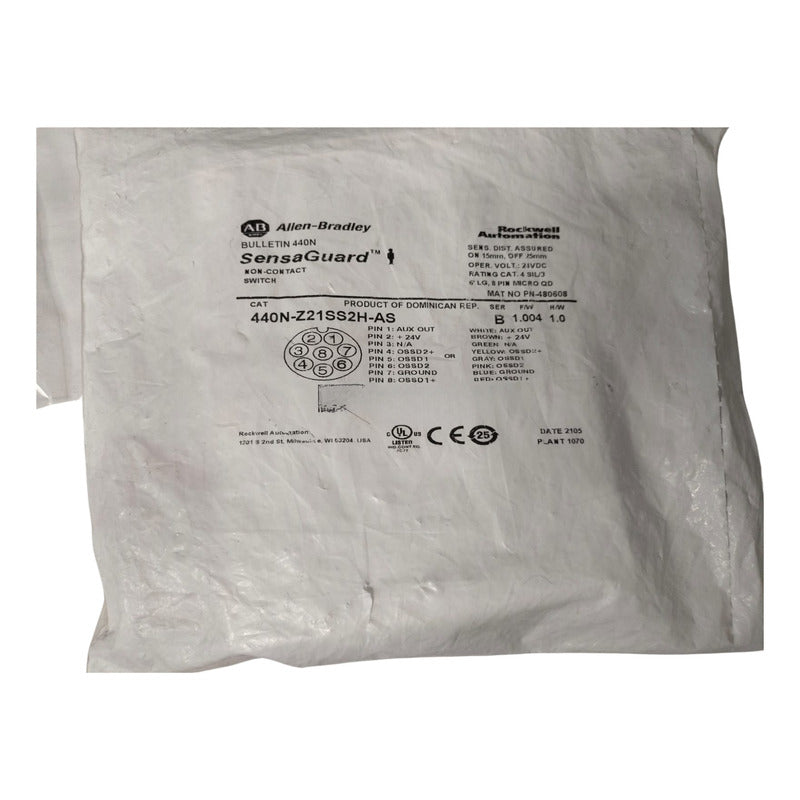 Allen-bradley 440n-z21ss2h-as Non-contact Switch Sensaguard