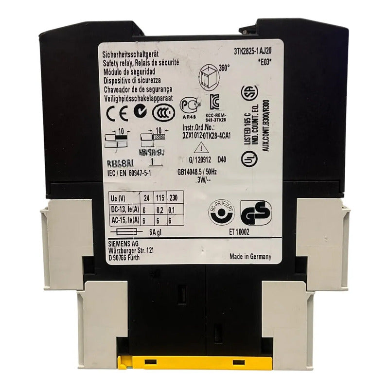 Siemens 3tk2825-1aj20 Relé De Seguridad Sirius