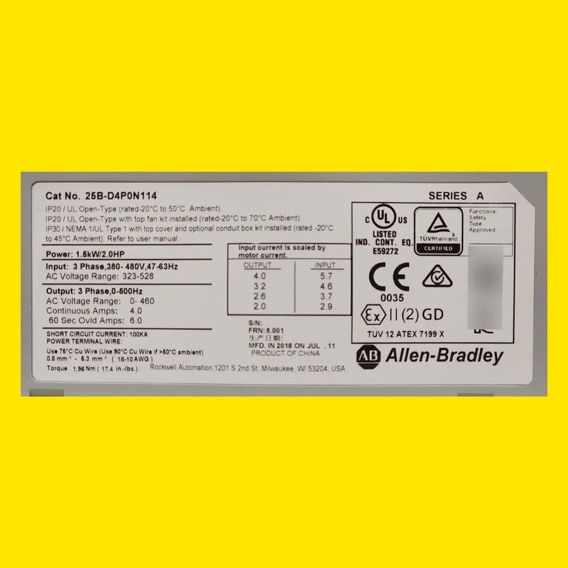 Allen-bradley 25b-d4p0n114 Variador De Frecuencia