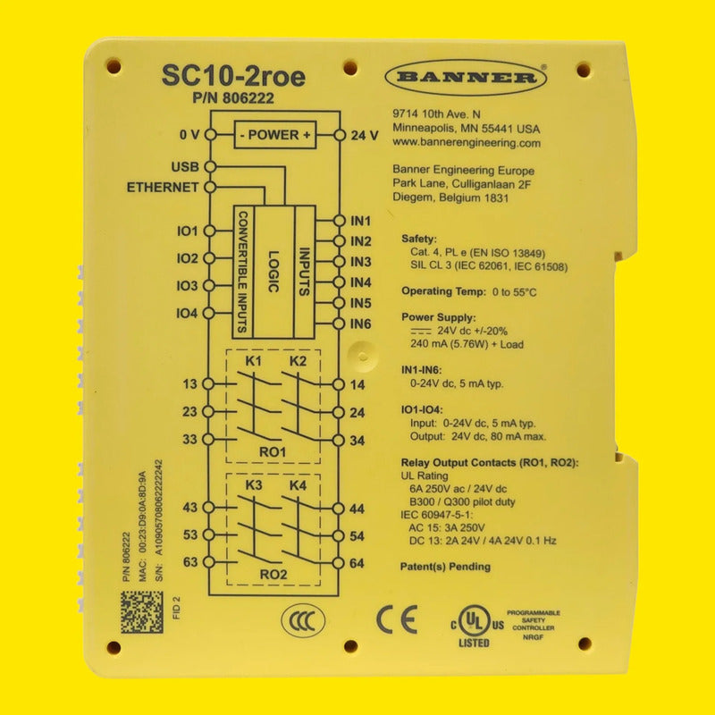 Banner Sc10-2roe 806222 Controlador De Seguridad
