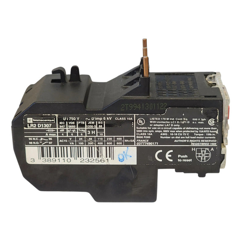 Telemecanique Lr2 D1307 Relevador Termico De Sobrecarga