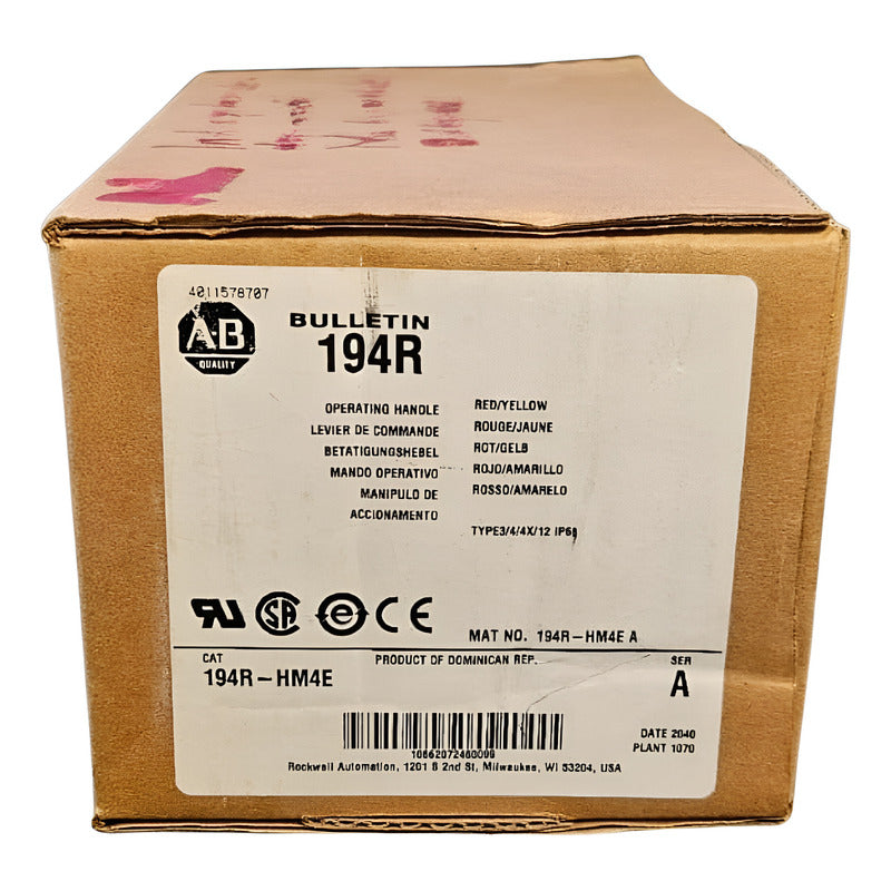 Allen-bradley 194r-hm4e Operating Handle Red/yellow Ser. A