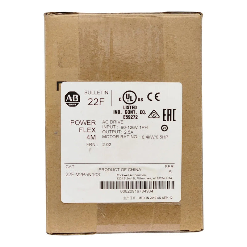 Variador Allen Bradley 22f-v2p5n103 Powerflex 4m 0.5hp