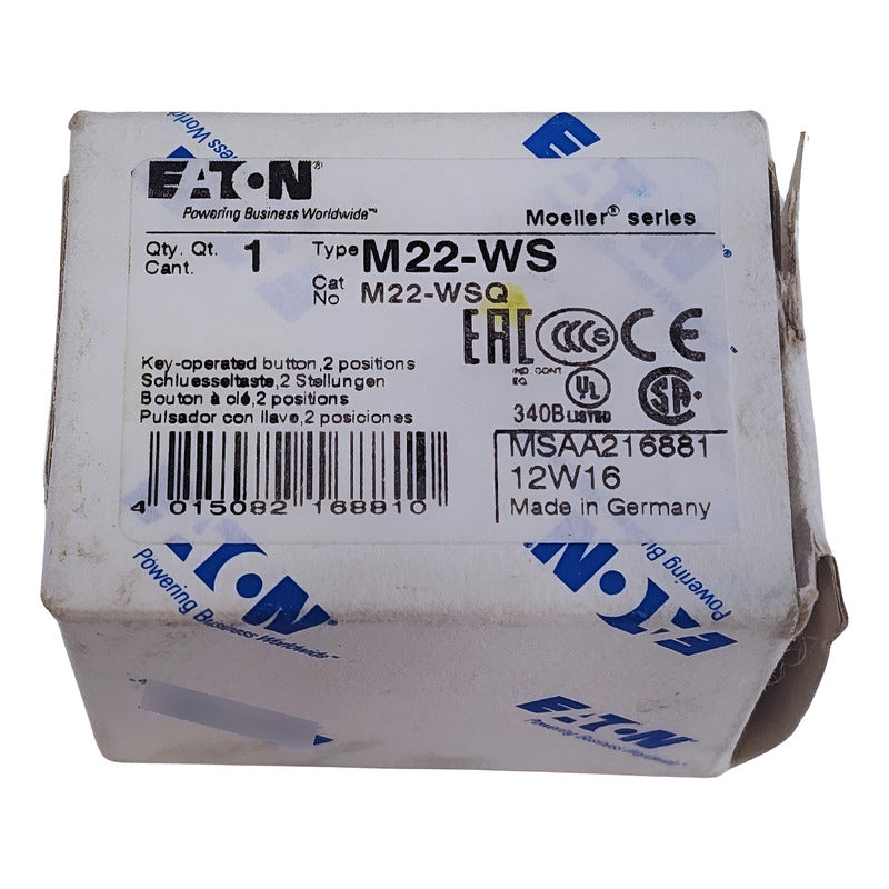 Eaton Moeller Botón Con Llave M22-wsq Negro Y Plateado
