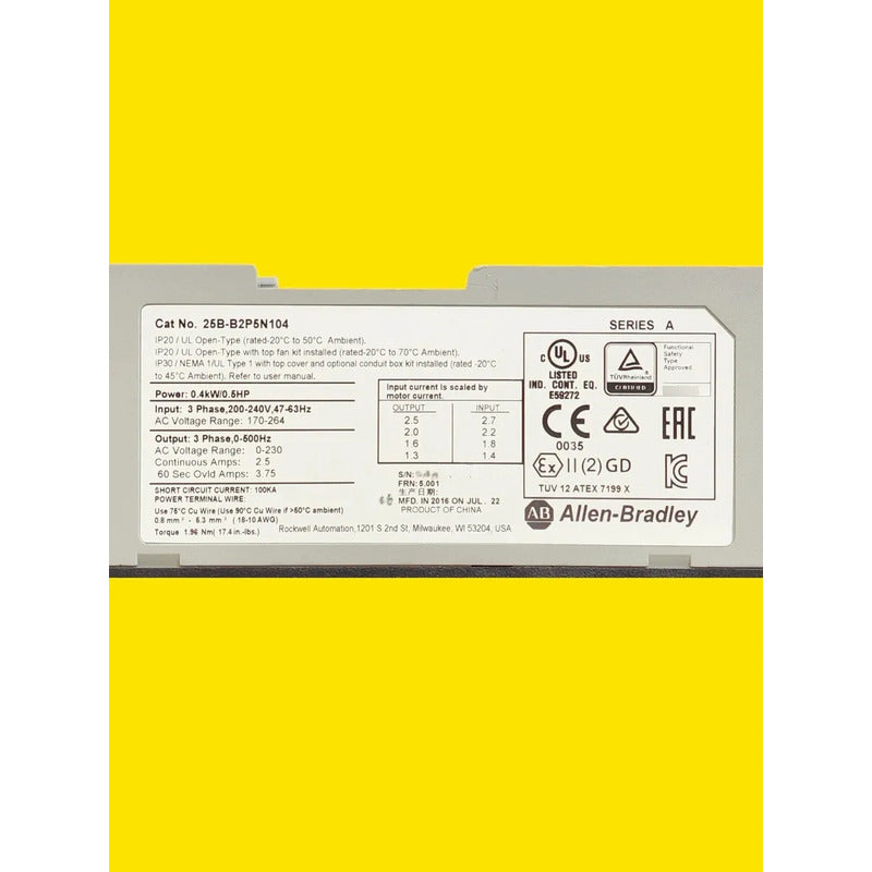 Variador De Frecuencia Allen-bradley 25b-b2p5n104 Powerflex