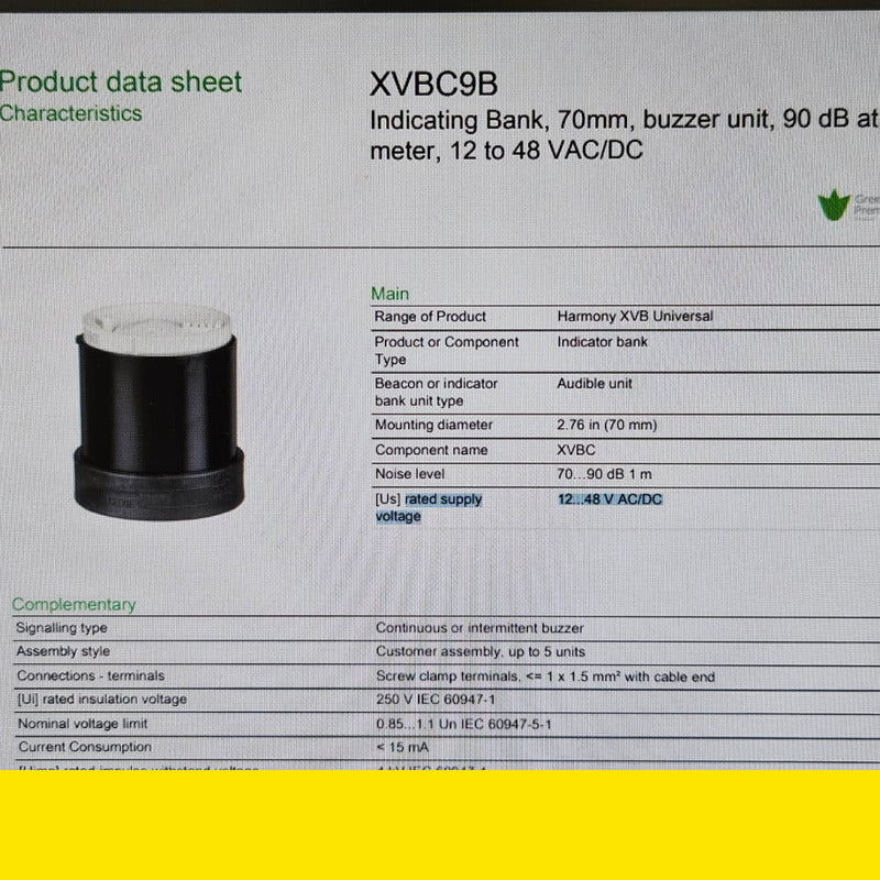 Schneider Electric Xvb C9b Alarma Zumbador Audible Harmony
