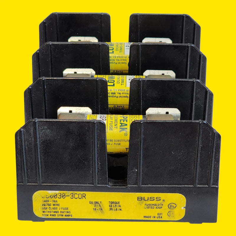 Base Bussmann J60030-3cor Con 3 Fusibles Lpj-5sp 5a 600v