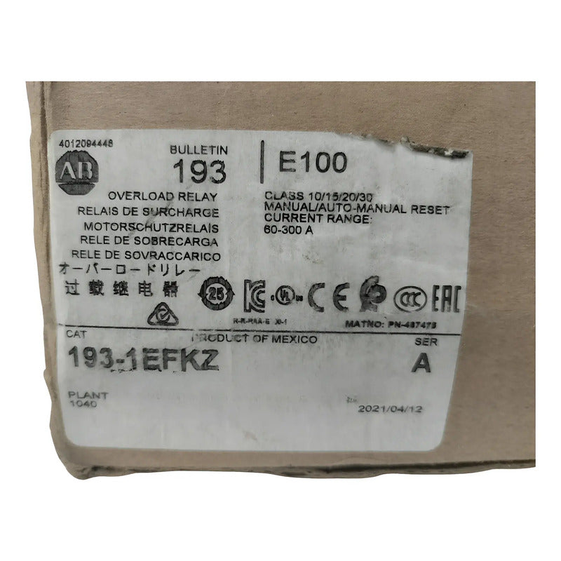 Allen-bradley 193-1efkz Relevador De Sobrecarga