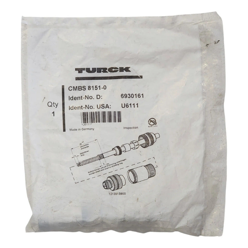 Turck Cmbs 8151-0 6930161 Conector M12 Macho 5 Pines Plateado