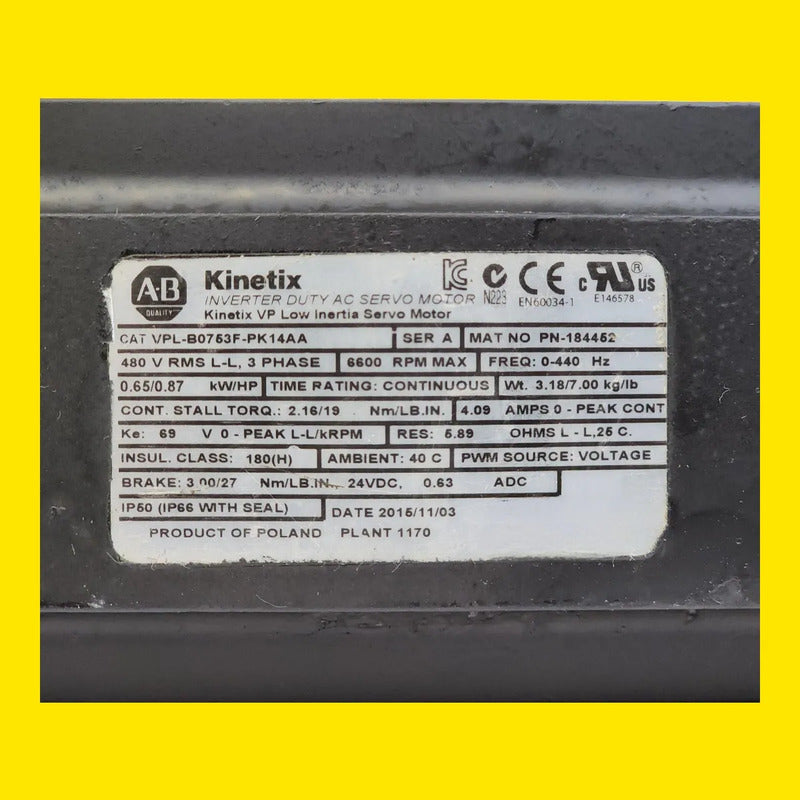 Servomotor Allen Bradley Vpl-b0753f-pk14aa Kinetix