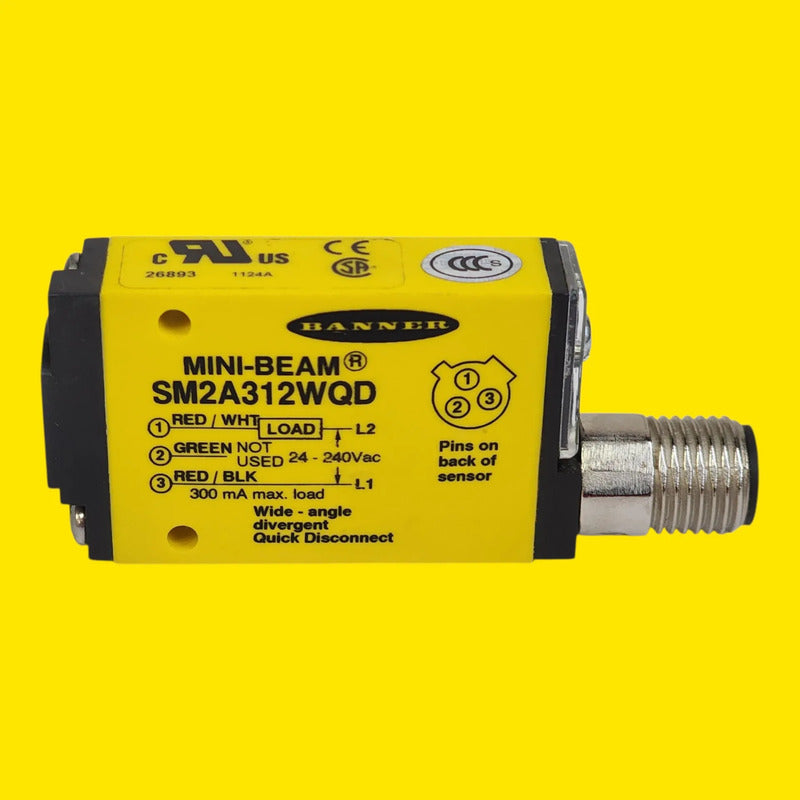 Banner Sm2a312wqd 26893 Sensor Difuso 130mm 24-240vac