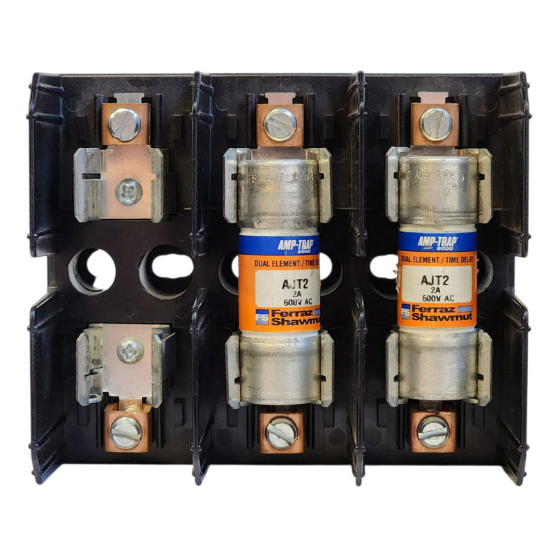 Portafusible J60030-2cor + 2 Fusibles Mersen Ajt2 2a 600v